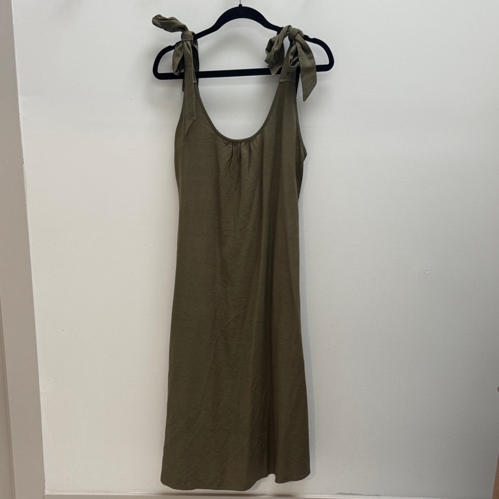 Nordstrom Olive Midi Dress with Tie Straps